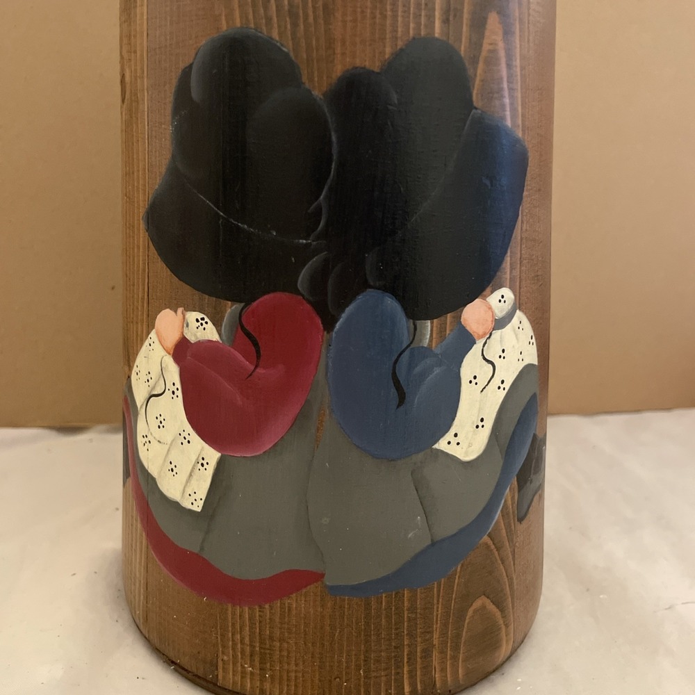 Wooden Butter Churn Cottagecore Primitive Farmhouse Granny Hand Painted Signed